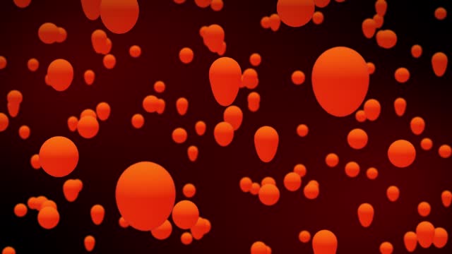 Abstract animation of glowing orange lava bubbles floating up on a dark background with red glow effect , motion graphics , 4k , 60 fps