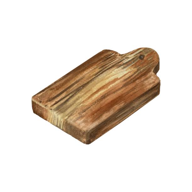 istock Board cutting wooden brown bread watercolor sketch 1884271357