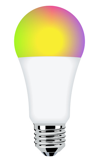 Realistic Colorful Light Bulb Illustration. Vector Lamp Icon.