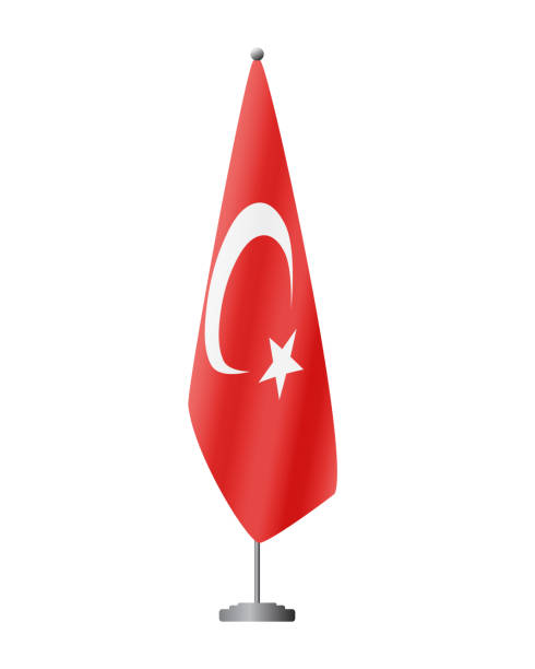 istock Turkey flag on flagpole for official meetings, transparent background, vector 1884280325