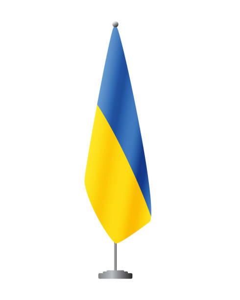 istock Ukraine flag on flagpole for official meetings, transparent background, vector 1884280858