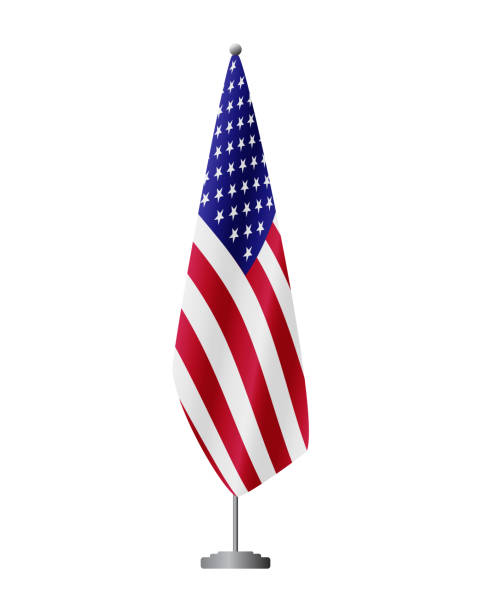 istock USA flag on flagpole for official meetings, transparent background, vector 1884281888