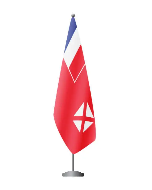 Vector illustration of Wallis and Futuna flag on flagpole for official meetings, transparent background, vector
