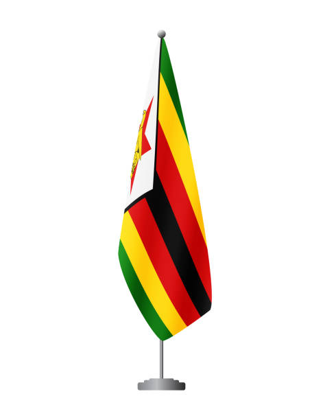 ilustrações de stock, clip art, desenhos animados e ícones de zimbabwe flag on flagpole for official meetings, transparent background, vector - southern rhodesia