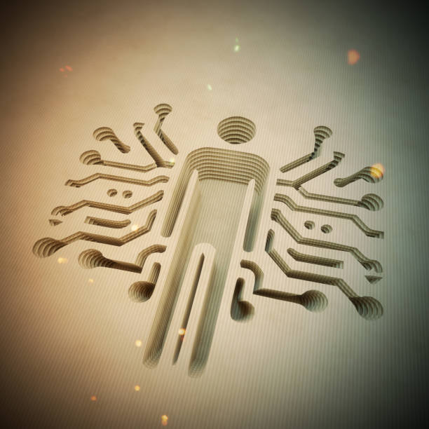 Generative AI theme, cut-out from paper. CGI