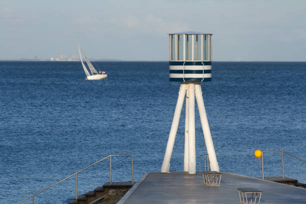 Bellevue Beach - on the northern outskirts of Copenhagen.  Lifeguard towers