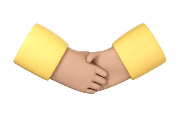 istock 3D cartoon handshake icon on white background. Business concept of partnership, cooperation, successful deal. Hand shake symbol. Vector 3d Illustration 1884384910