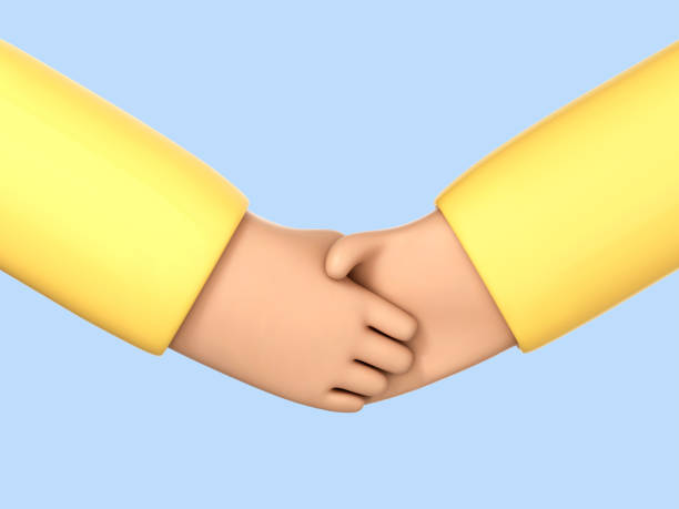 istock 3D cartoon handshake isolated on blue background. Business concept of partnership, cooperation, successful deal. Hand shake symbol. Vector 3d Illustration 1884391141