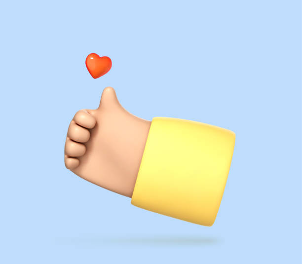istock 3D cartoon thumb up hand gesture isolated on blue background. Hand thumb up or like sign. Social media concept. Vector 3d illustration 1884391653