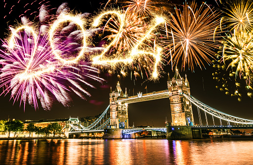 fireworks in London for the new year