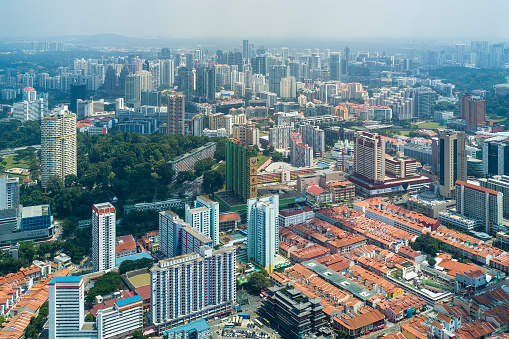 Aerial view of Singapore's Chinatown district