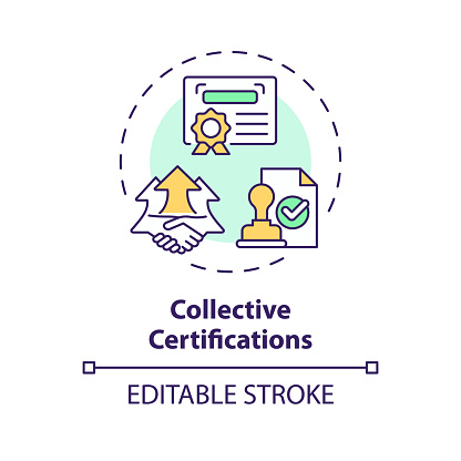 2D editable multicolor collective certifications icon, creative isolated vector, thin line illustration representing agricultural clusters.