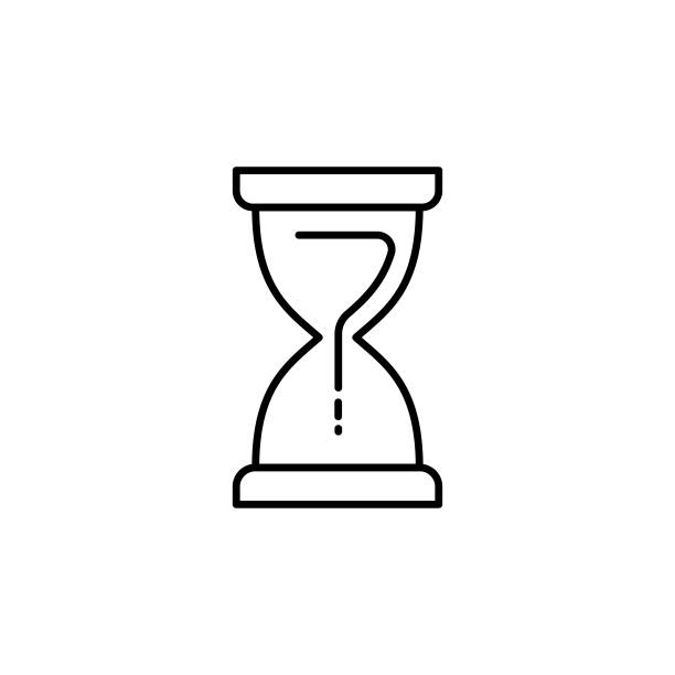 편집 가능한 획이 있는 모래 시계 라인 아이콘입니다. 아이콘은 웹 디자인, 모바일 앱, ui, ux 및 gui 디자인에 적합합니다. - watch glass stock illustrations