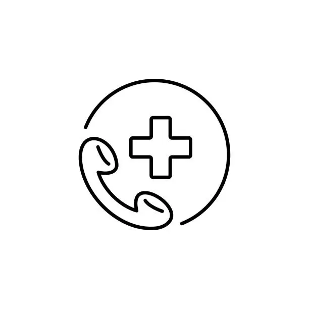Vector illustration of Medical Assistance Line Icon with Editable Stroke. The Icon is suitable for web design, mobile apps, UI, UX, and GUI design.