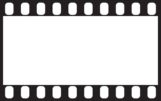 Film strip background. Vector illustration of single blank film frame with empty space for text or object inside.