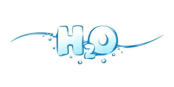 Vector illustration of H2O vector illustration. Chemical formula of water.