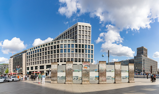 Berlin, Germany - September 24, 2023: A picture of the Berlin Wall sections at the Potsdamer Platz.
