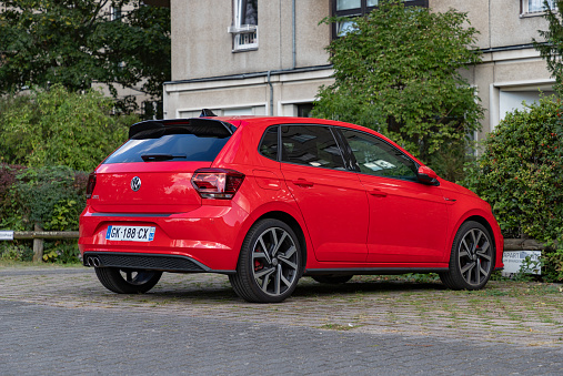 Berlin, Germany - September 24, 2023: A picture of a red Volkswagen Polo GTI.