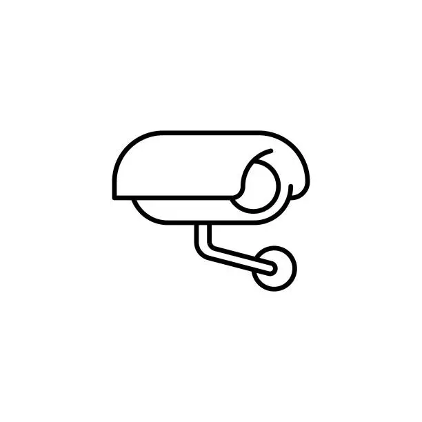 Vector illustration of Surveillance Security Camera CCTV Line Icon with Editable Stroke. The Icon is suitable for web design, mobile apps, UI, UX, and GUI design.