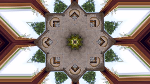 Rotating Kaleidoscope with perfectly looping animation, for an endless loop abstract background.