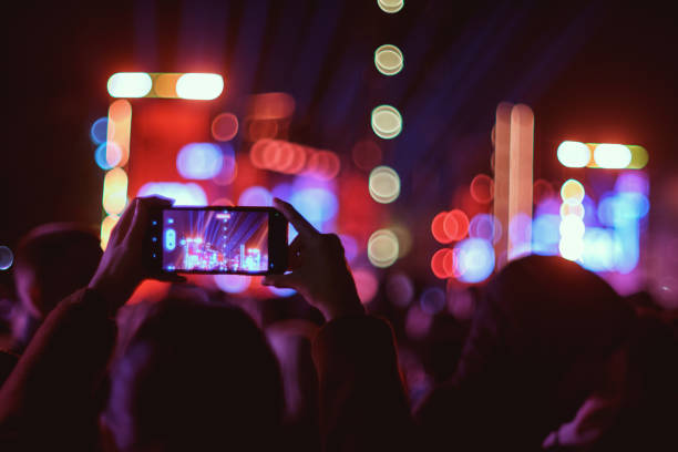 istock Night Concert at Skanderberg Square with Bokeh Lights 1884768014