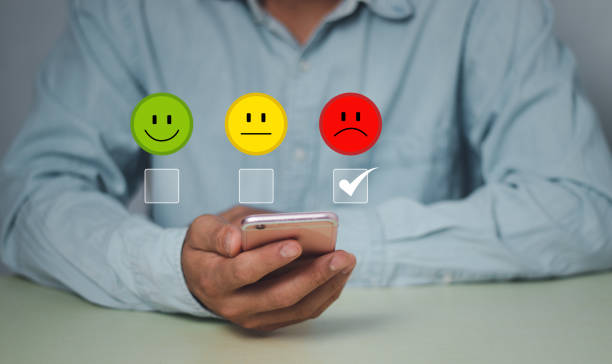 istock Customer Experience dissatisfied Concept, sadness emotion face on online Unhappy man customer giving survey, Bad review, bad service dislike bad quality, low rating, social media not good. 1884772664