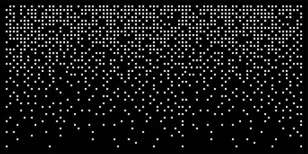 Vector illustration of Degrade abstract square on Black Background, Square mosaic particles like city lights at night.