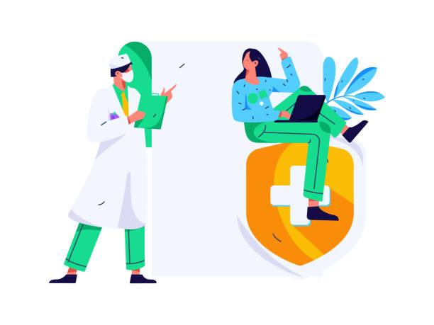 istock Medical characters fighting the epidemic flat vector concept operation hand drawn illustration 1884780395
