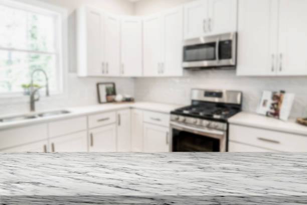 istock Kitchen marble board top shelf product presentation 3D template modern. 1884789199