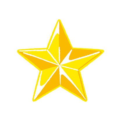 Golden star drawing. Vector tracing.