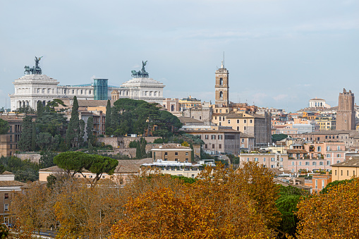 Rome, Italy - June 22, 2017: Medieval architectural complex Villa Medici in city of Rome, Italy