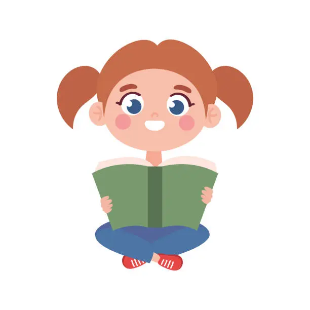 Vector illustration of Girl With Book