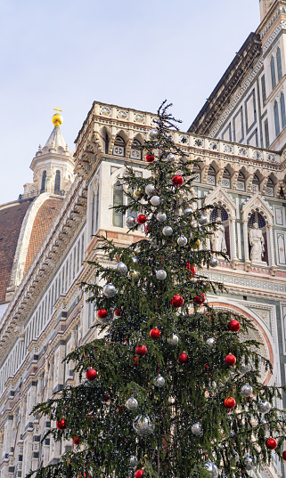 Cattedrale di Santa Maria del Fiore - Cathedral of Saint Mary of the Flower facade with Christmas tree.