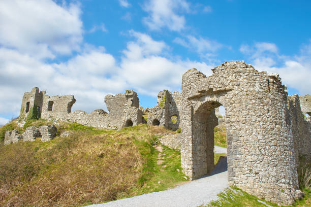 ドゥナマーゼ城の岩は、アイルランドのポートレーズにある歴史的な建物です。旅行場所のランドマーク。 - castle republic of ireland dublin ireland malahide ストックフォトと画像
