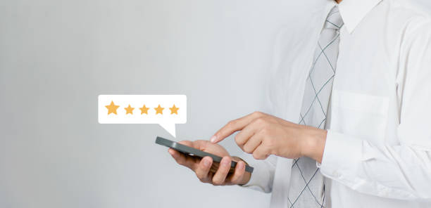istock Customer satisfaction survey concept. Satisfaction. 5 stars. Service experience rating. online application Evaluation of customer service product quality customer satisfaction reviews 1884857870