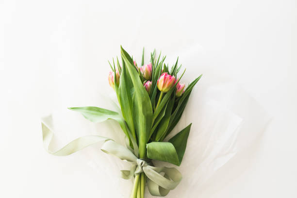 istock Bouquet of pink fresh tulips 1884861659