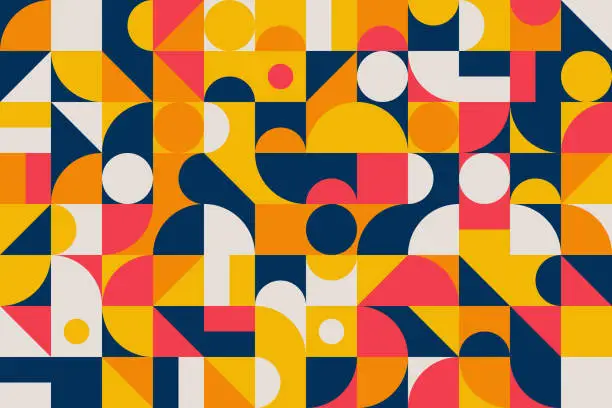 Vector illustration of Vibrant Bauhaus Blend Abstract Geometric Shapes for a Retro Scandinavian Look