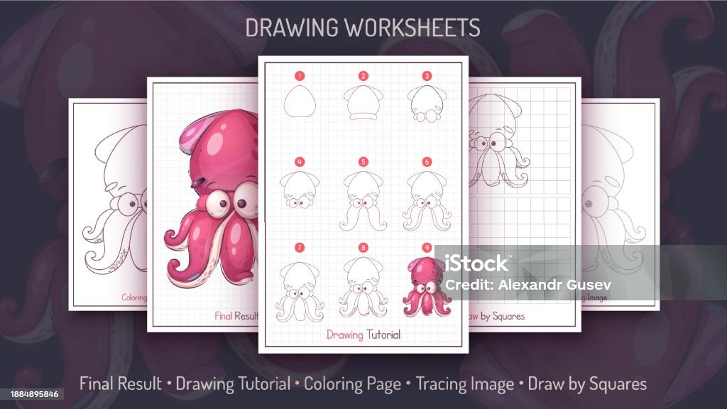 How To Draw A Squid Step By Step Drawing Tutorial Draw Guide Simple