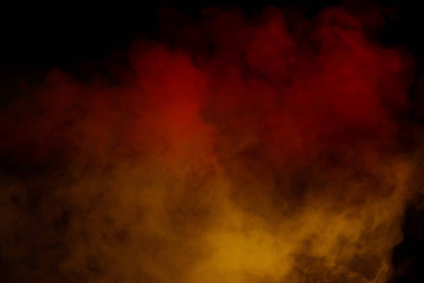 istock Yellow steam on a black background. 1884898545