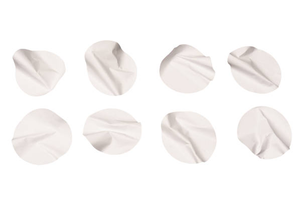 istock Round white stickers, blank tags labels isolated on a white background. 1884899646