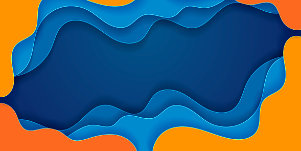 Abstract blue, orange and red gradient wavy layer background, design for landing page template