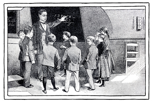 Teacher teaching maths 1888 illustration
Original edition from my own archives
Source : Schorers Familienblatt 1888