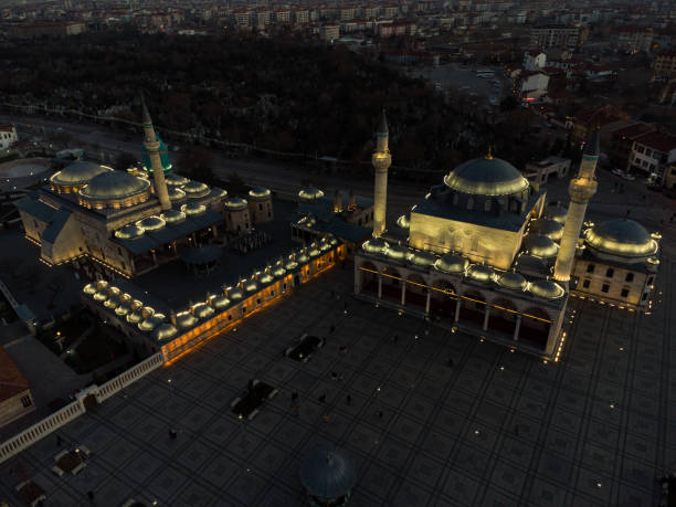 istock Konya Mevlana Square Evening city view from drone 1884979058