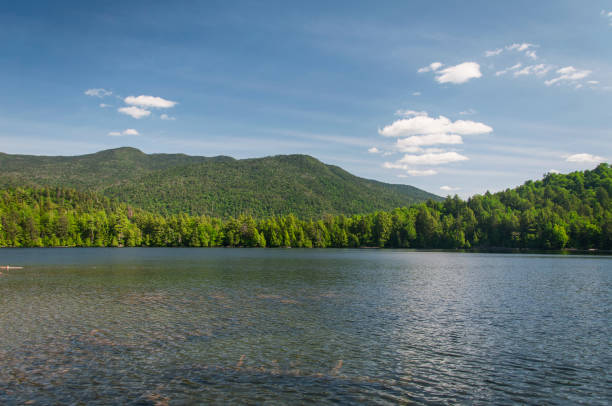 Copperas Pond summer landscape in Wilmington New York on a sunny day.