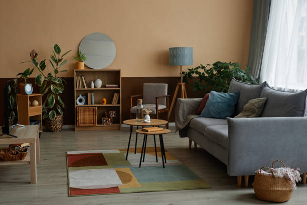 istock Home with Comfortable Couch and Colorful Decor 1885087636