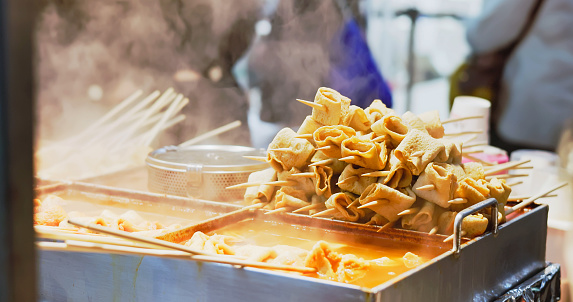 close up fish cake eomuk - asia travel in korea seoul myeongdong