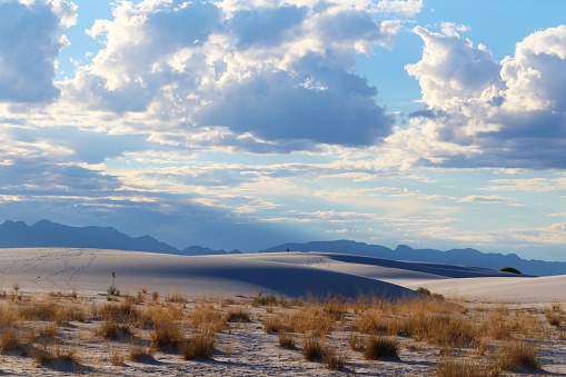Sand dunes at sunset in White Sands National Park