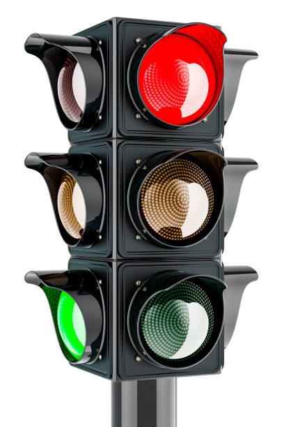 istock Traffic light with red color, traffic semaphore. 3D rendering 1885119601
