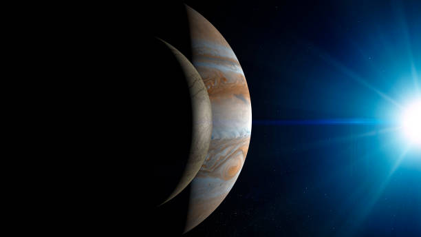 istock Jupiter planet surface and Europa moon, space view 1885144531