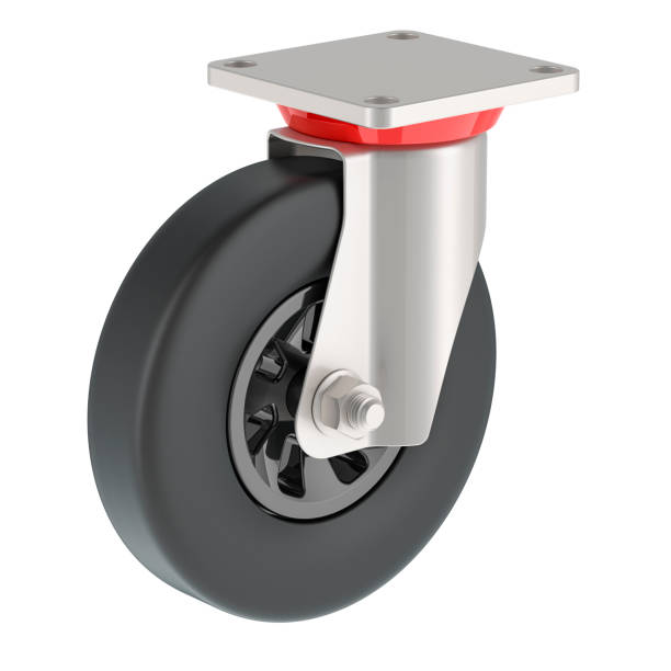 istock One swivel caster wheel for trolley. 3D rendering 1885189762
